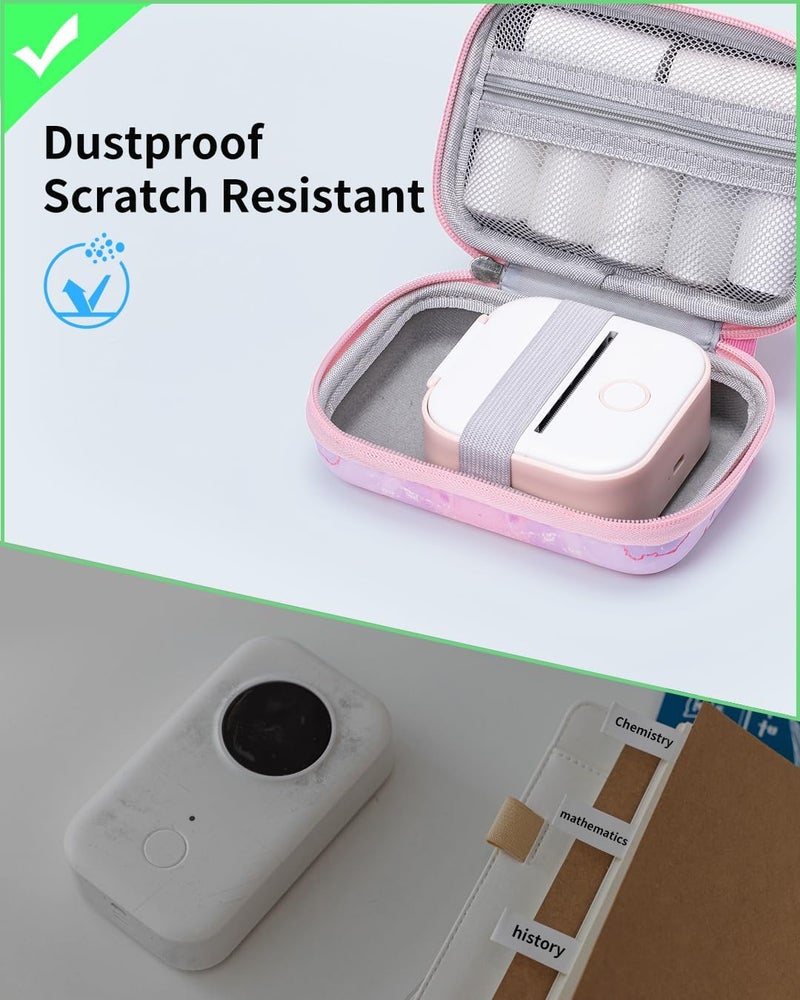 Memoking T02 Hard Storage Case - Compatible with Phomemo D30, SUPVAN E10, NIIMBOT D11, JADENS D110 and More, with Zipper Mesh Pocket, Waterproof Shockproof, Gradient Pink (Only Case) - Image 5